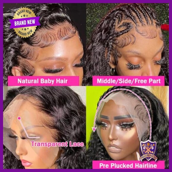 30 Inch Deep Wave Lace Front Wig Human Hair 250 Density 13x6 HD Lace main image 4